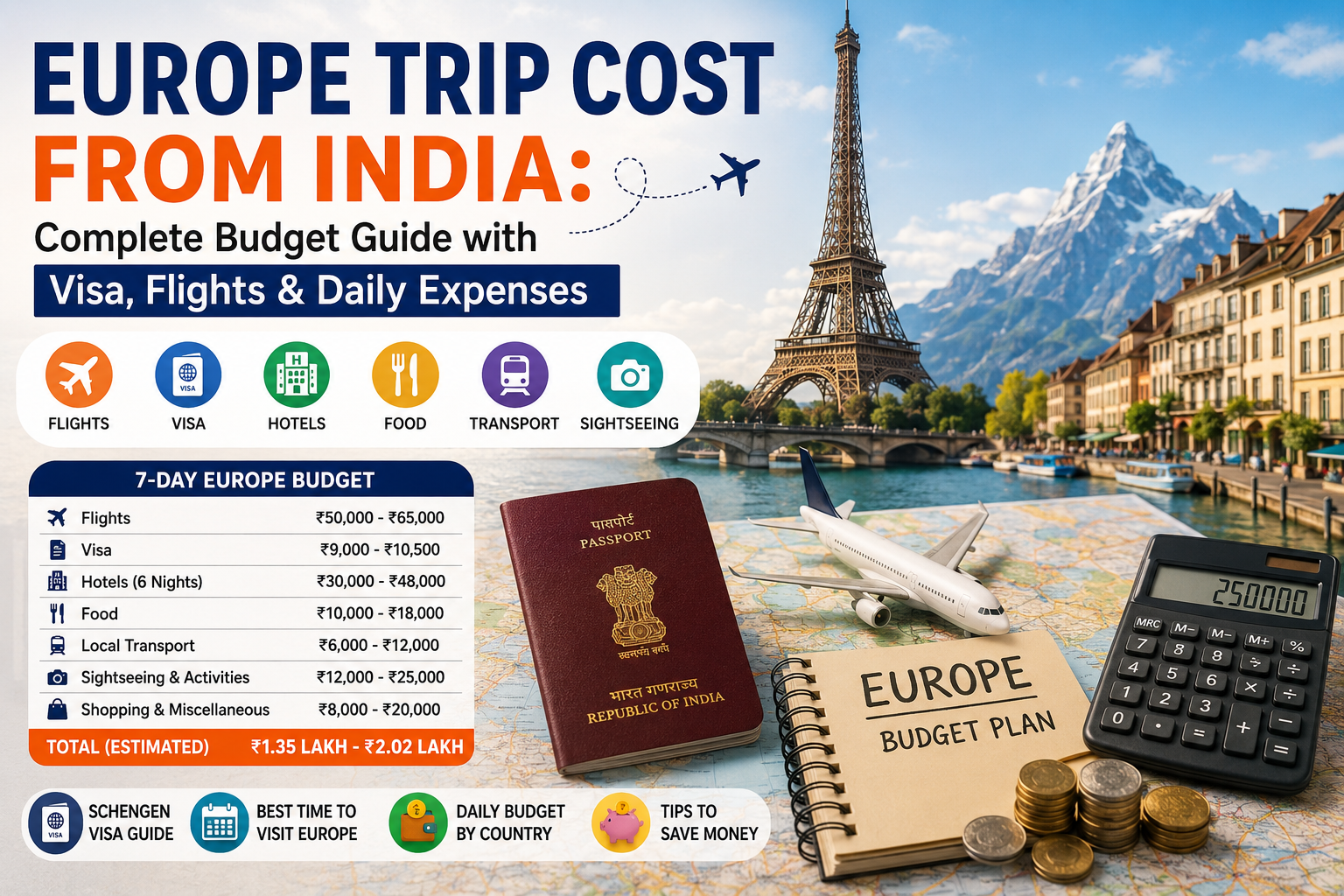 europe trip cost from india